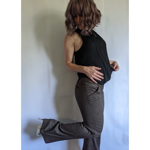 iZ Byer California: flared leg, mid-rise pants, sz 7. Brown twill work pants - Picture 10 of 15